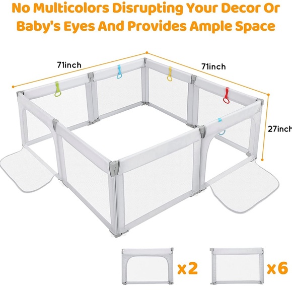Dripex Foldable Baby Playpen in Light Grey - Picture 4 of 13